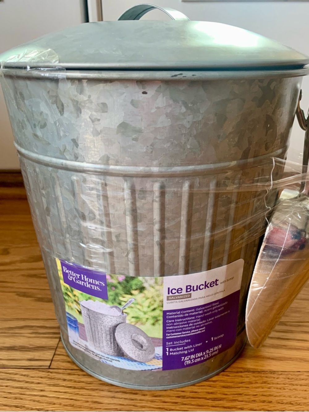 Galvanized Ice Bucket Rustic W/Lid & Scoop Insulated Metal Better Homes & Garden